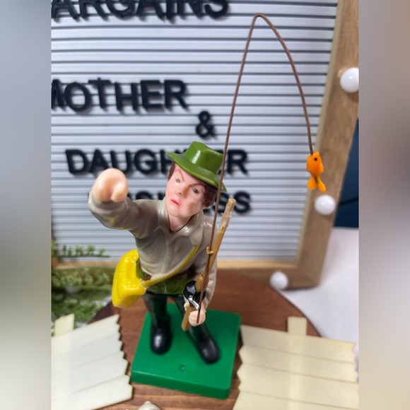 Vintage 1978 Wilton Fisherman Cake Topper Figurine Hong Kong + 1976 Signs - Picture 2 of 5
